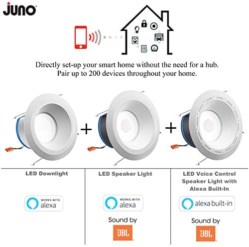 Iluminação Juno de 6 polegadas Juno Ai Smart Light Color Tupert Tunable LED ROLAFICA ROLAMENTO RECUTADO JBL OUSTENCIONE