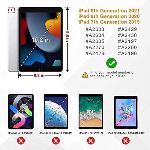 BMOUO iPad 9/8/7ª geração Caso - iPad 10.2 Caso 2021/2020/2019 com protetor de tela, 360 giratória manual e alça de ombro Caso