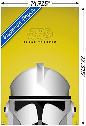 Trends International Star Wars: Saga - Mascote de Trooper clone por S Poster de Wall de Preston, 14.725 x 22.375, Poster premium e pacote de pinos de push