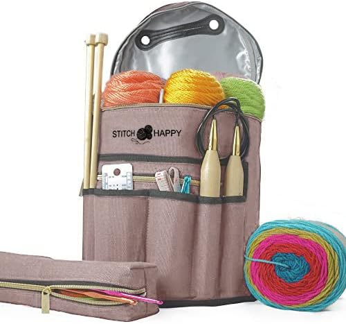 Stitch Happy Yarn Caddy - cesta de armazenamento para tricô e suprimentos de crochê - Armazenamento e organização de arte