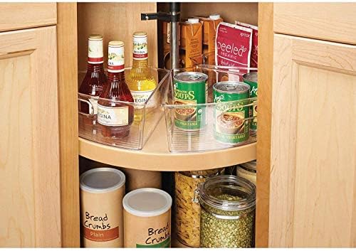 OUBONUN LAZY Susan Organizadores Conjunto de 6, 10,2 ”x 9,4” x 4 ”Plástico Transparente Cabinete de cozinha caixas com alça,
