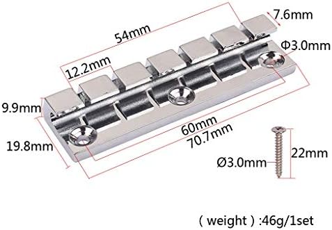 Alnicov Electric Guitar 6 Strings Metal Fixed Hardtail Saddle Bridge for Guitar Parts Chrome
