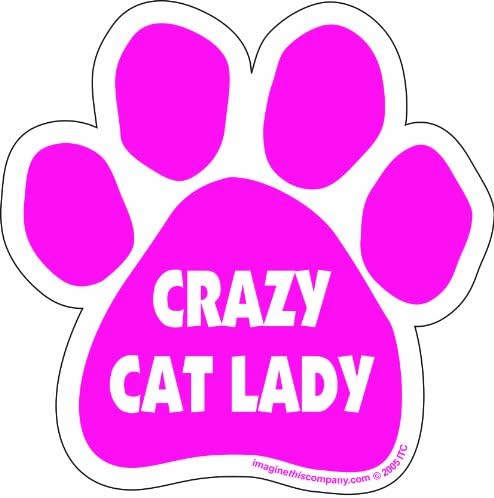 Magnet de carro- Paw-Crazy Cat Lady- Pink- 5,5 x 5,5