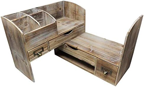 Soluções de escritório executivo Organizador de mesa de escritório de madeira ajustável para desktop, mesa ou balcão