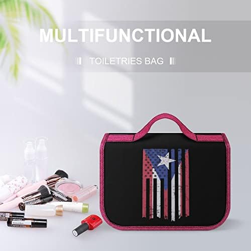 Bolsa de higiene pessoal de bandeira de Porto Rico pendurar bolsa de maquiagem de viagem à prova d'água