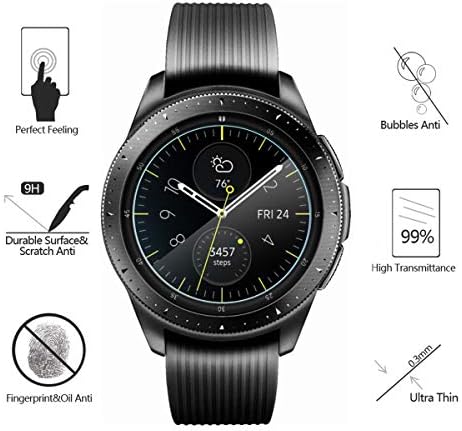 [4 pacote] Protetor de tela de vidro temperado para Samsung Galaxy Watch 42mm / Gear S2, Akwox [0,33mm 2,5D de alta definição 9h] Protetor de tela transparente premium para Samsung Galaxy Watch Smartwatch 42mm / Gear S2