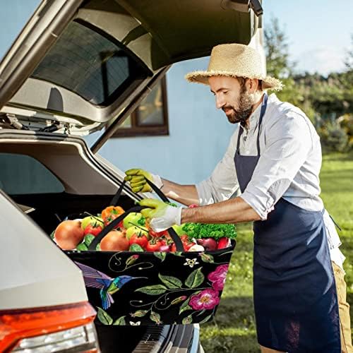 Reutilizável Shopping Shopping Casket Birding Bird and Wild Roses Flores Flores portáteis Picnic Grocety Bags Sacos de cesta de roupa