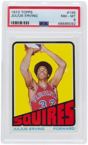 Julius Erving 1972 TOPPS 195 Squires Cartão de basquete novato PSA 8 - Cartões de basquete não assinados