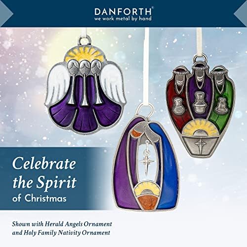 Danforth Three Kings Ornament - Ornamento de natividade de estanho artesanal - fita de cetim, 2 3/8 de altura x 1