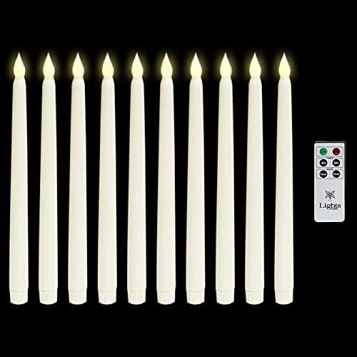 Velas sem chamas Lamplust pluvocando as velas diminuem a bateria de velas, vela de marfim de 10 polegadas, conjunto de 10