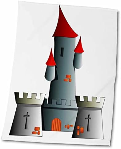 3drose Florene Childrens Art - cinza n Castelo vermelho - toalhas