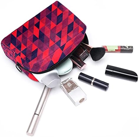 Tbouobt Gifts for Men Momen Sacos de maquiagem Bolsa de higiene pessoal Sacos de cosméticos, Modern Geométrico Padrão Vermelho Grade