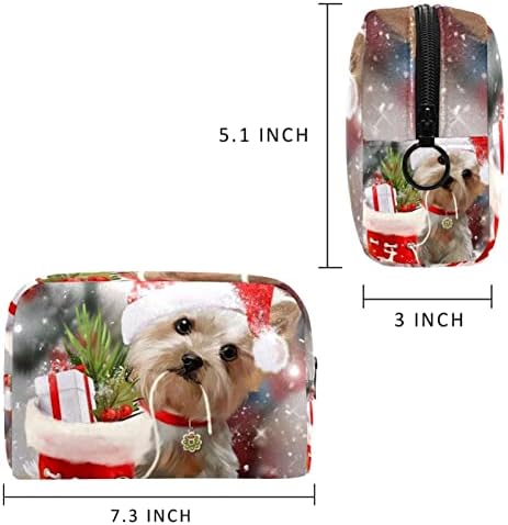 Tbouobt Bolsa Cosmética para Mulheres, Bolsas de Maquiagem Bolsa de Higiene Faciley Bolsa Viagem, Christmas Lovely Dog