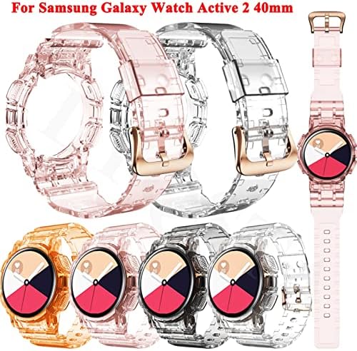 EGSDSE TPU Banda transparente+tiras de banda de relógios para Samsung Galaxy Active 2 40mm Sport Strap Case
