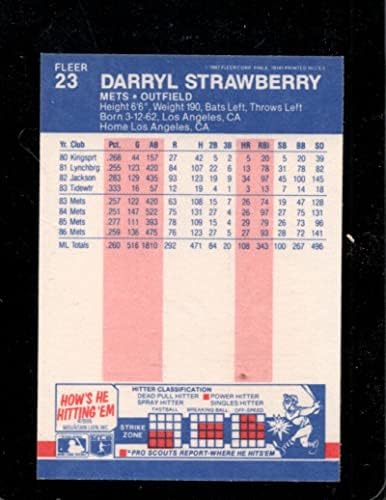 1987 Fleer #23 Darryl Strawberry Nmmt Mets