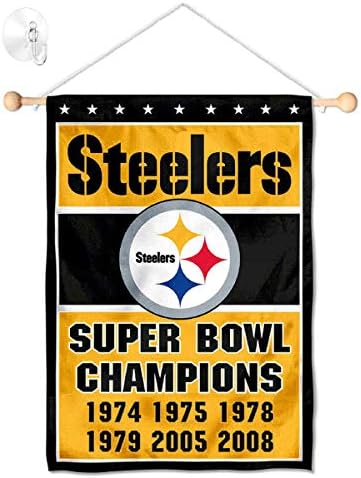 Pittsburgh Steelers 6 Time Campeões bandeira da bandeira pendurando bandeira pendurada com copa de sucção