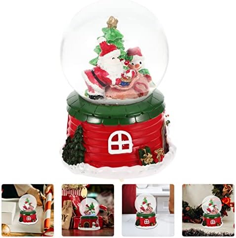 Didiseaon Decorações de Natal Santa Crystal Christmas Snow Globe Musical Snowglobe Glass Box Box Desktop Centre