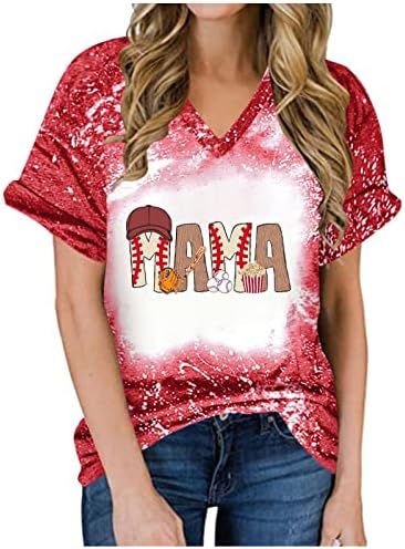 Mama letra camiseta feminina moda tie tops tops de verão jogo de beisebol mãe bluss
