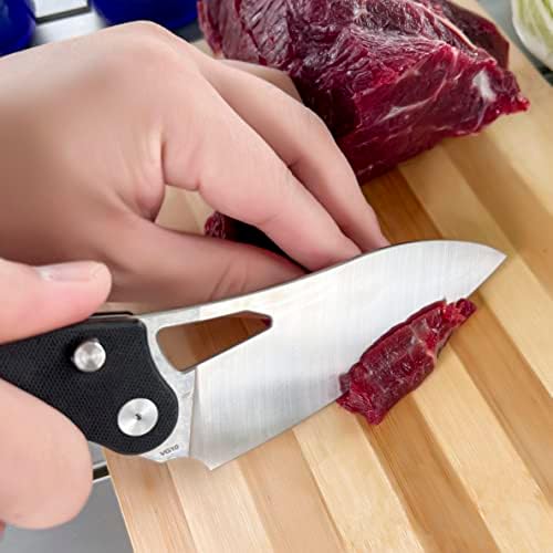Tacray Dobing Kitchen Chef Chef, faca de acampamento dobrável com lâmina de aço inoxidável VG10, alça G10 com design anti-esbelto