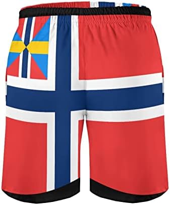 Bandeira norueguesa masculina tronco de natação rápida shorts de natação seca traje de banho shorts de tábua de praia com bolsos