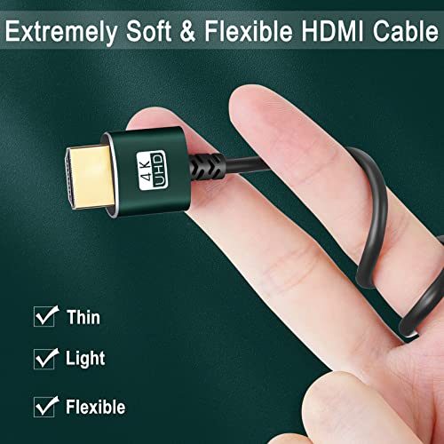 THSUCORDS HDMI THINE TO CABO HDMI 30 pés 2 pacote, Ultra Slim & Flexible HDMI Cord suporta alta velocidade 4k a 60Hz