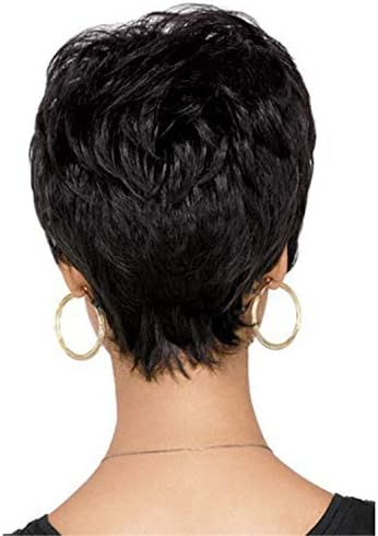 Andongnywell Human Hair Wigs Curly para mulheres negras perucas pretas curtas com franja para mulheres