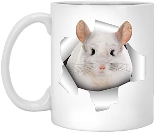 Chinchilla engraçada White Canecas fofas para amantes de animais Mulheres Natal 2023 Presentes brancos caneca de café branca