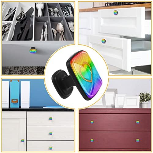 Tbouobt 4 pacote - botões de hardware do armário, botões para armários e gavetas, alças de cômoda de fazenda, arco -íris e coração