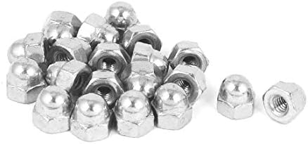 X-Dree 10 -24 304 Capinha de aço inoxidável Cabeça de cabeça hexagona Nozes de prata 20pcs (10 -24 304 Tapas de Cabeza de Cúpula