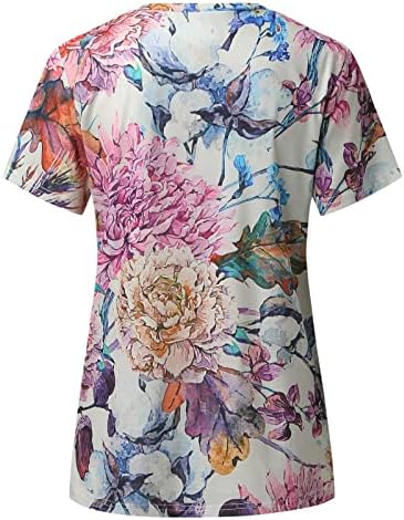 Verão feminino de manga curta de pisca de pescoço estampado camisetas tampos camisetas casuais camiseta feminina tops curtos