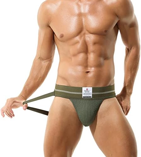 Broddle Men's Jockstrap Stretyny Nylon Mesh Pouch Performance Workout Supporters Athletic for Men