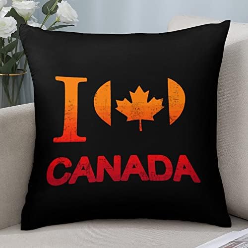 Eu amo o Canadá, arremesso de travesseiro com almofadas de travesseiro quadrado com zíper protetor para sala de estar de sofá de cama