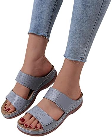 Sandálias para mulheres estampas de verão elegante/salto de bloco de cores puro Sandálias de fivela de fivela sandálias