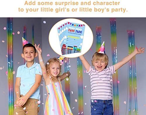 2º convites de aniversário de trem, convites de festas de aniversário temáticos do trem ferroviário para crianças para meninos,