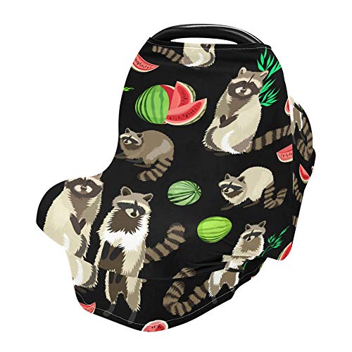 Yyzzh fofo macio de guaxinim florestal de melancia animal animal animal besta elástica capa de assento de bebê gabinete