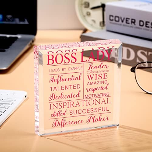 Yalikop Boss Lady Gifts for Women Acrylic Desk -Boss Lady Office Decoração Citações Inspiradas Presentes Boss Apreciação do chefe