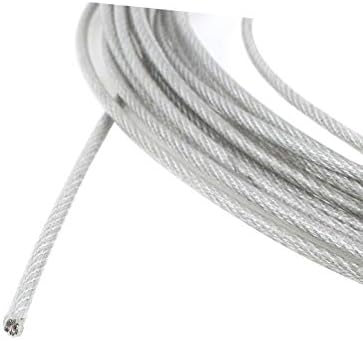 X-Dree 3mm Dia Aço Clear Clear Pvc Cabo de cabo flexível de fio de 15 metros (cabo de cabo de alambre Revestido de PVC transparente