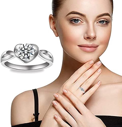 2023 Novo noivado de diamantes em forma de coração Princesa anel de zircão Anel personalizado anel com rosa