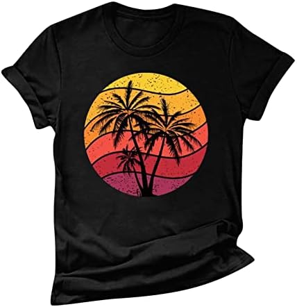 Moda de verão Tops havaianos para mulheres camisetas gráficas de palmeira de coco