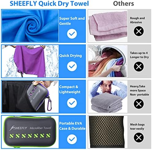 Toalha de acampamento de microfibra Sheefly, toalha rápida seca para acampamento, Super absorvente toalha de viagem leve