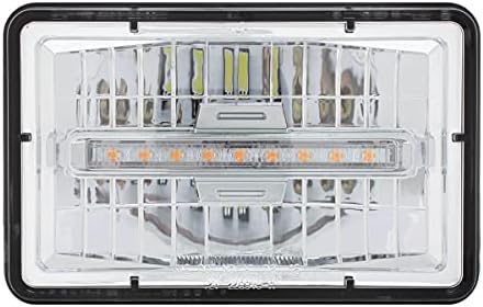 United Pacific 31151 Ultralit 4 ”x 6” farol de LED retangular com luz de posição de LED âmbar, lente cristalina, barra de luz 9LED - feixe alto - uma unidade