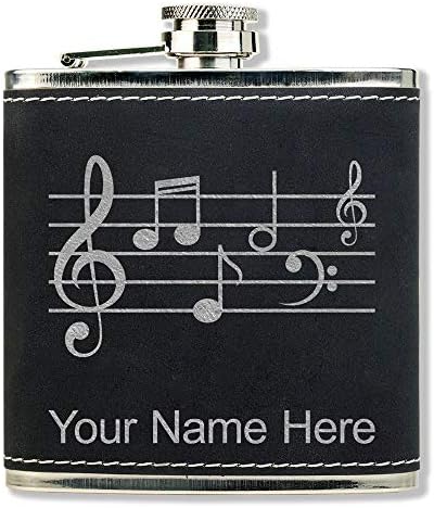 Flask de couro falso, equipe de música, gravura personalizada incluída