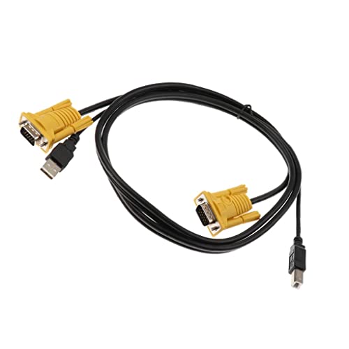 Ｋｌｋｃｍｓ Impressora USB Cabo USB Male para BM Cable VGA Combo KVM Switch Male to Male Connector Cable para computador - 1.