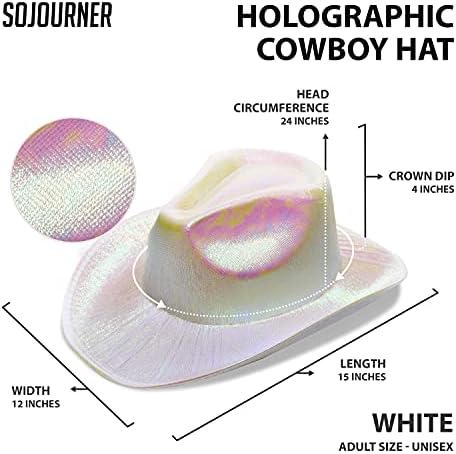 Bolsas de sojourner Bolsa de neon brilho espumante de cowboy - Funic Metallic Holographic Party Disco Cowgirl Hat de