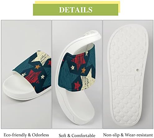 Sandálias de casa de estrela dos EUA vintage não deslizam chinelos de dedo do pé para massagem banheira de spa de chuveiro
