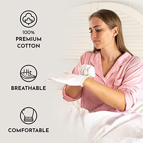 GAXCOO | XL Premium algodão hidratante luvas para mãos secas e eczema | Tratamento da loção, sono e spa da noite para o dia para homens e mulheres | Reutilizável, lavável - bolsa de lavagem livre
