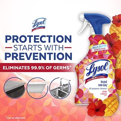 Lysol Limpador para todos os fins, higienizar e desinfetar spray, para limpar e desodorizar, manga e hibiscus perfume,