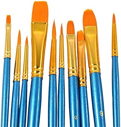 EDOSSA 10 PCs Blue Artist Brinche Pranch Conjunto de nylon Hair aquarela de pintura a óleo de acrílico Bruscos Desenho de arte Supplência
