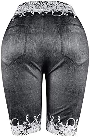 Uofoco Women Lace Jeggings Treino de compressão impressa na borboleta shorts de ioga - não jeans