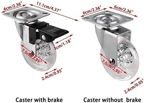 Xzgden Superior giratório Castor 4 x 75 mm Alta desempenho giratória Rolo de carruagem de rolos de rolos de rolos com